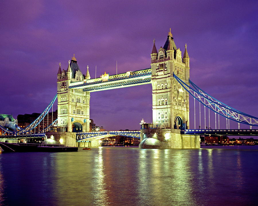 There is a tower bridge in the middle of the famous sea in London and there is light on it