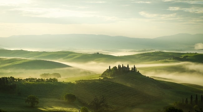 A beautiful landscape of Tuscany grasslands