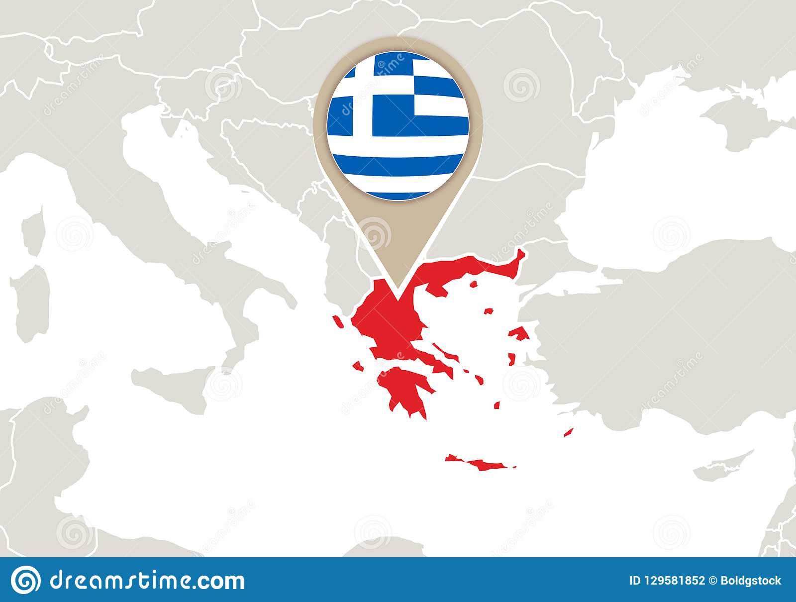 Greece Europe map red highlighted flag