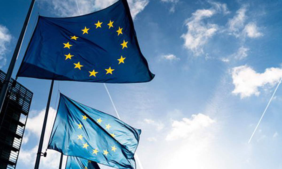 Europian union blue flag with yellow stars