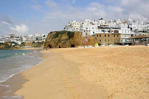 Albufeira beach, a large, soft, and surrounded by stunning scenery