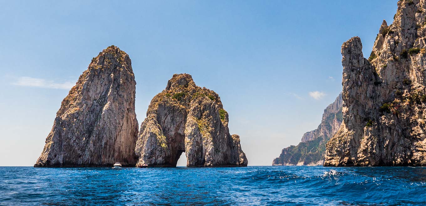 The stunning rock formations in Capri Island