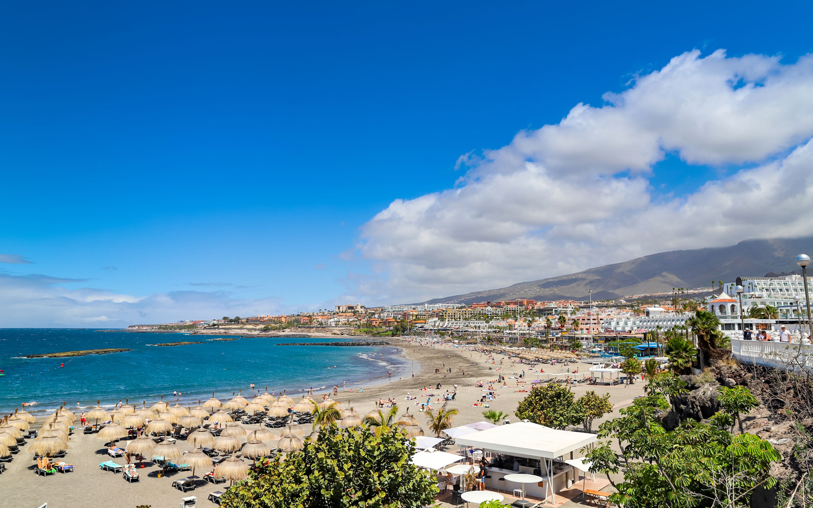 Tenerife beach and numerous resorts and hotel alongside