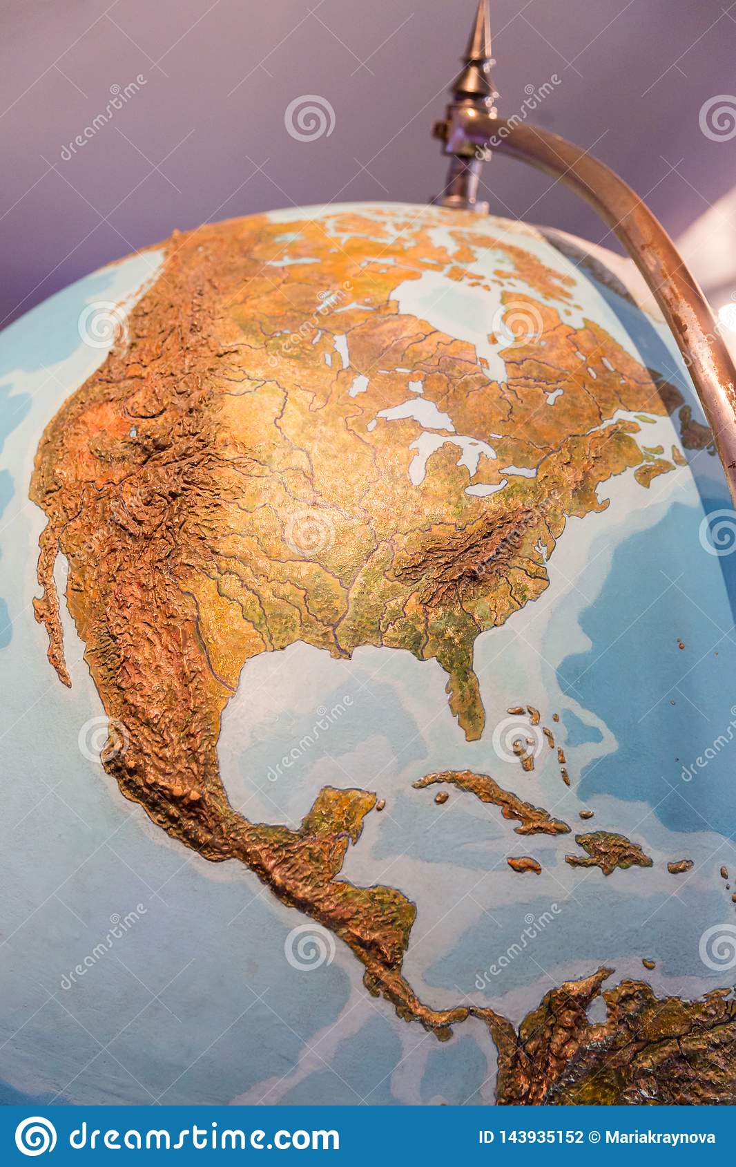 Real looking earth golden map north America