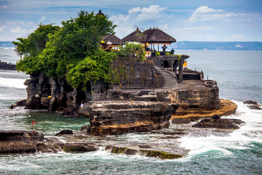 Tanah lot temple in the mid of the ocean