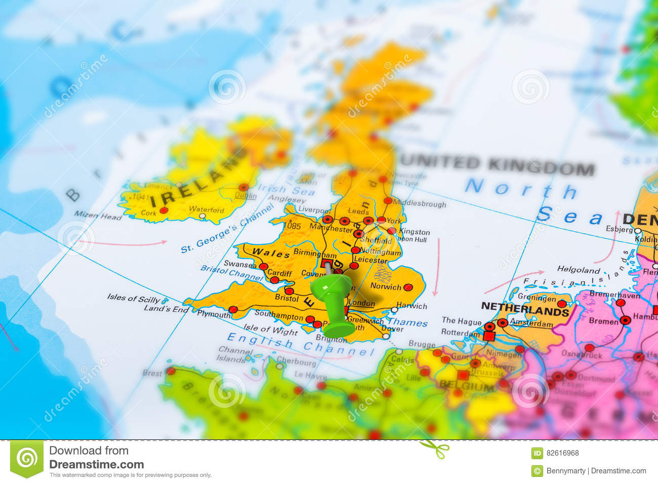 Birmingham UK colorful pinned map