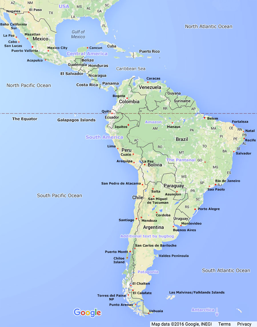 south america travel route map