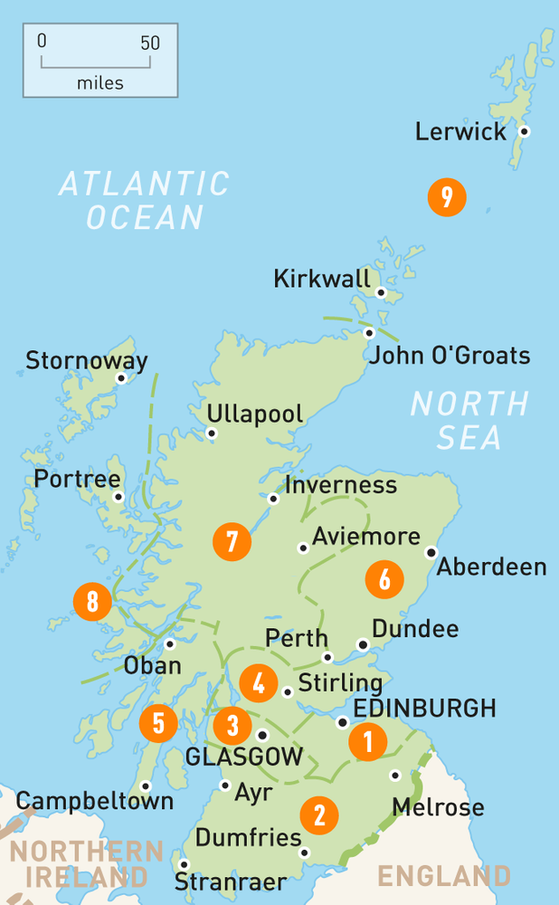 The Map Of Scotland regions