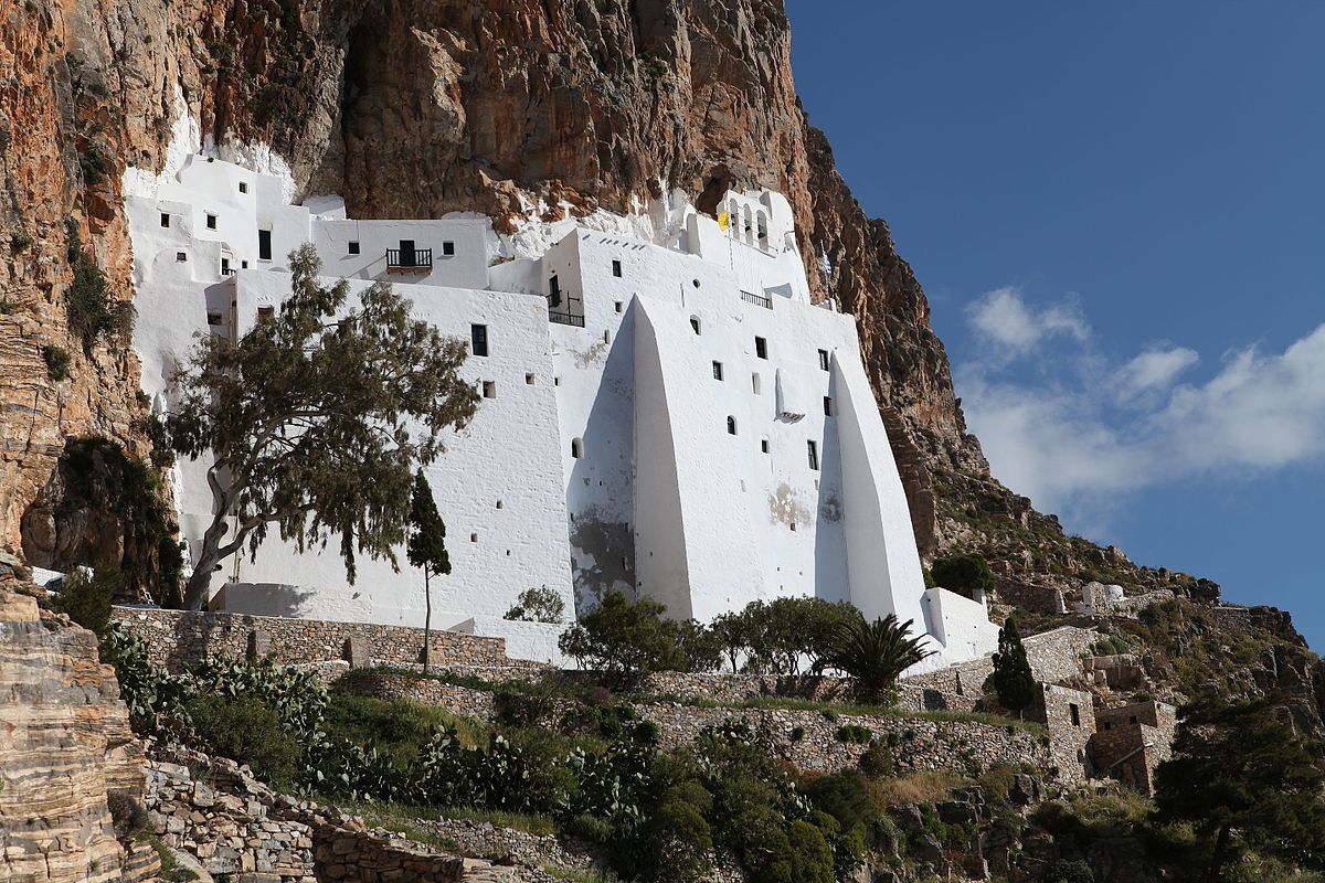 Hozoviotissa Monastery Seen From The Island