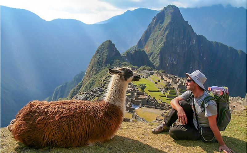 A man and a Lamb sitting on a mountain top