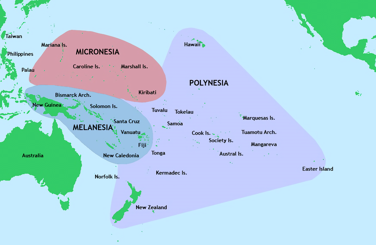 3 Major Pacific Island Groups colored differently