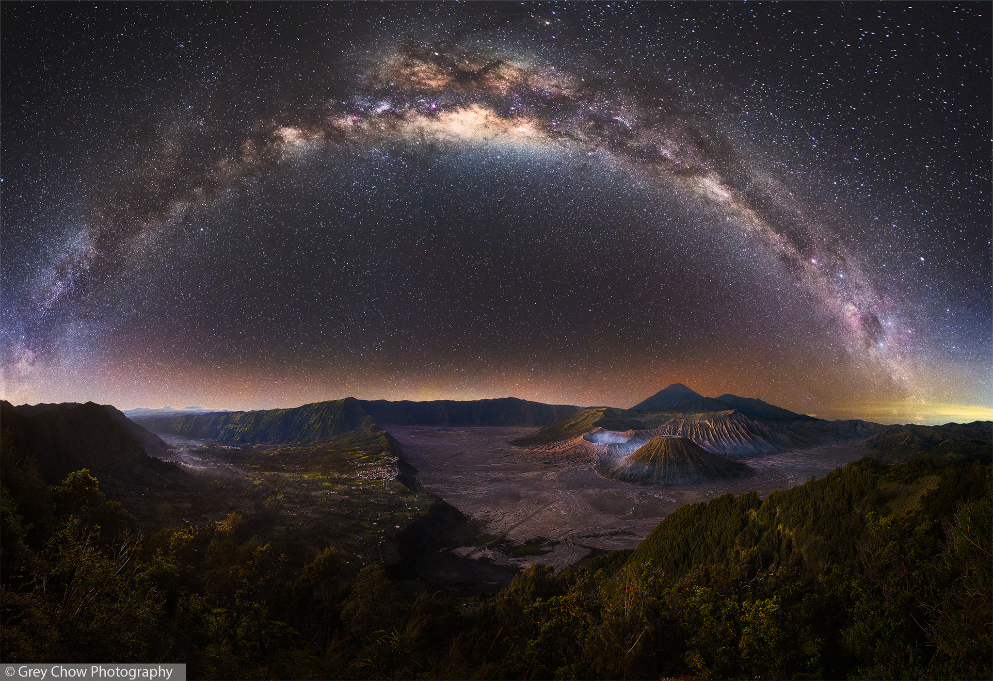 A magnificent view of Bromo Milky Way during night time