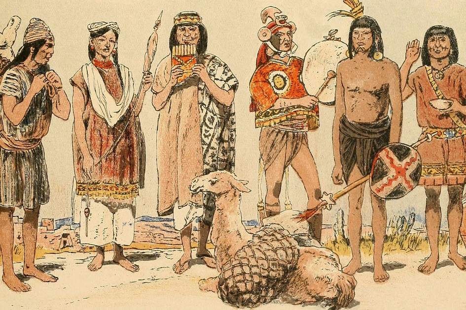An old illustration of the Inca people and their lifestyle