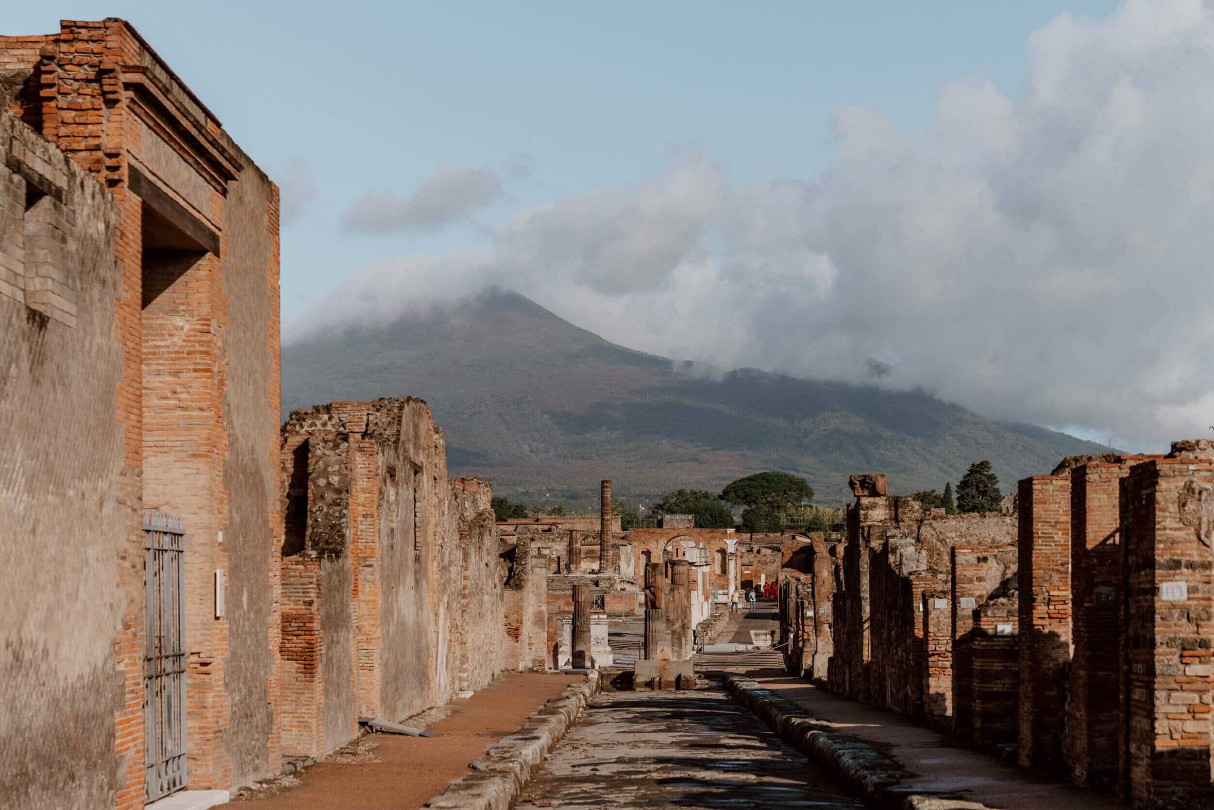 The ruins of Pompeii with Mt. Vesuvius in the background