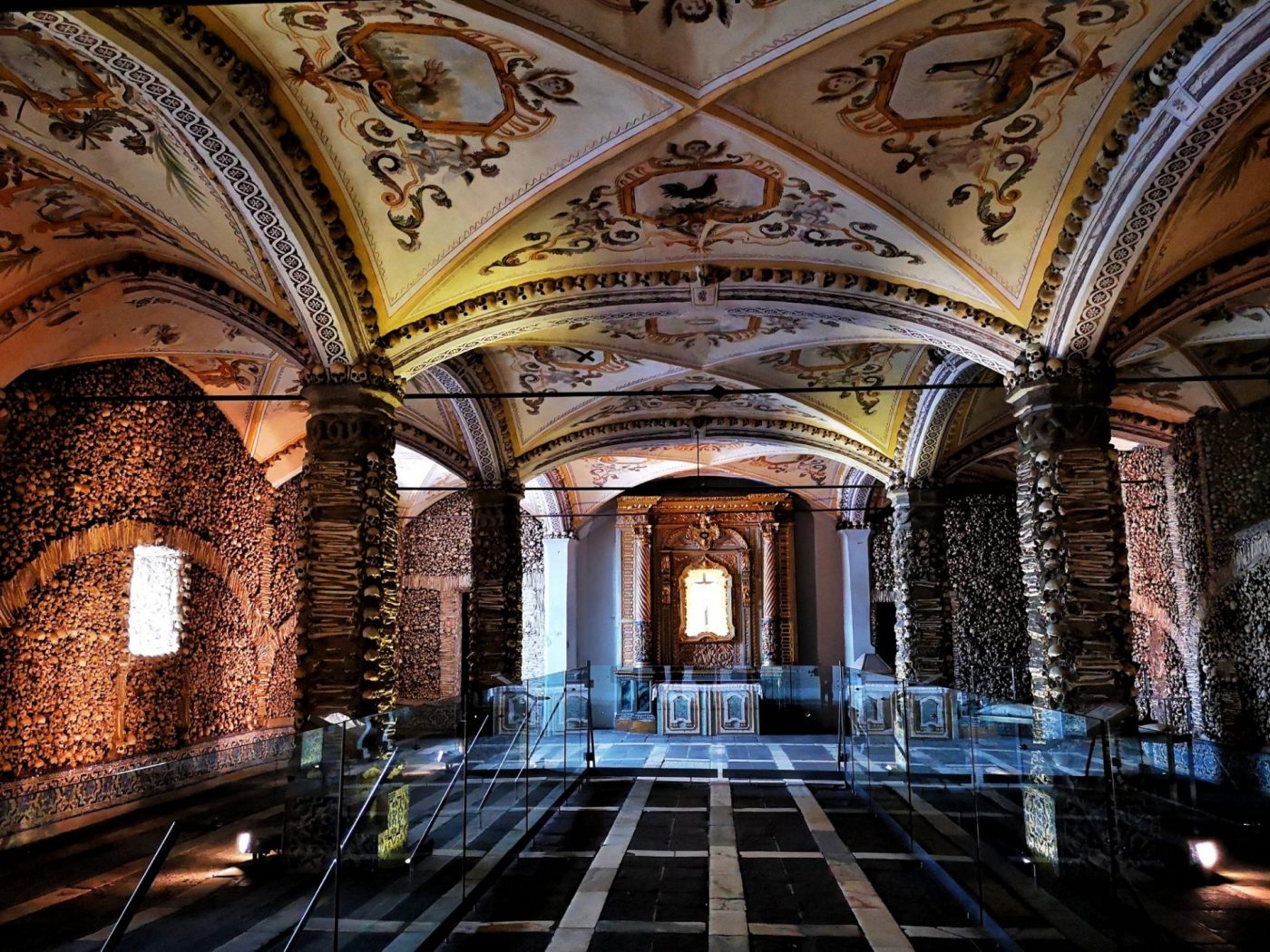 Inside-the-Chapel-of-Bones-in-Evora-Portugal