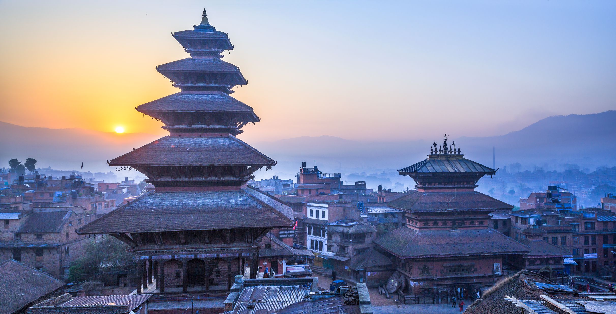 Nepal's old infrastructures during sunrise