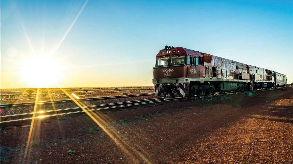 A Ghan Train At Sunset
