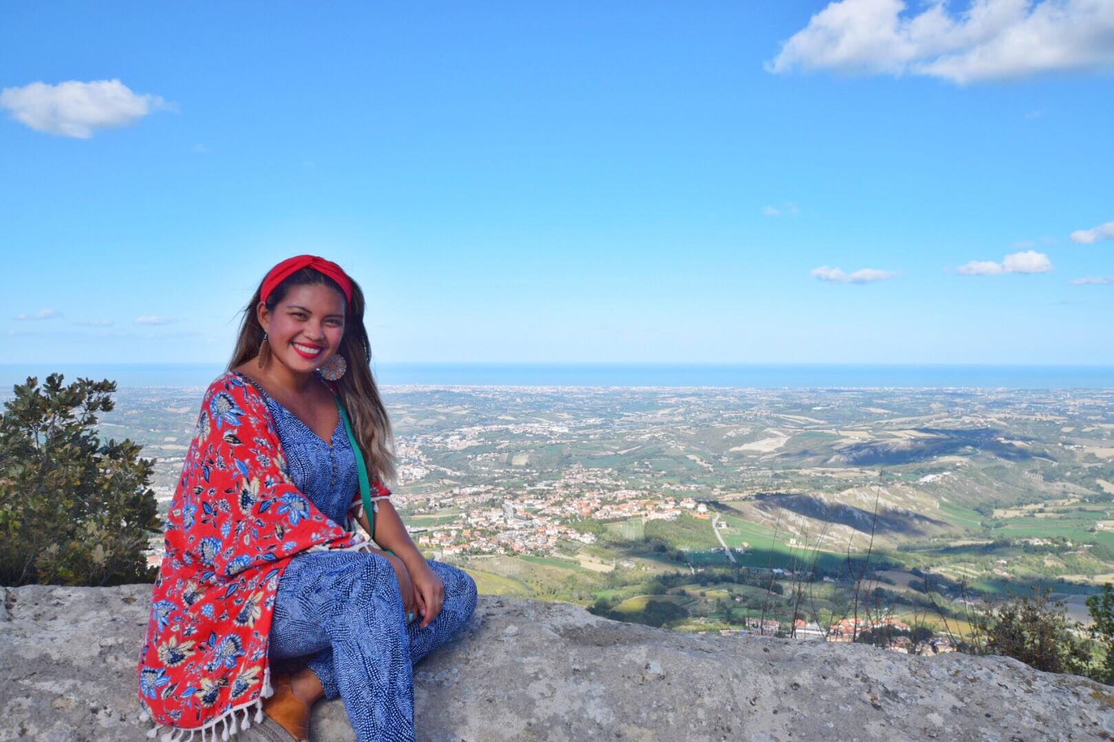 A native woman from San Marino smiling on camera