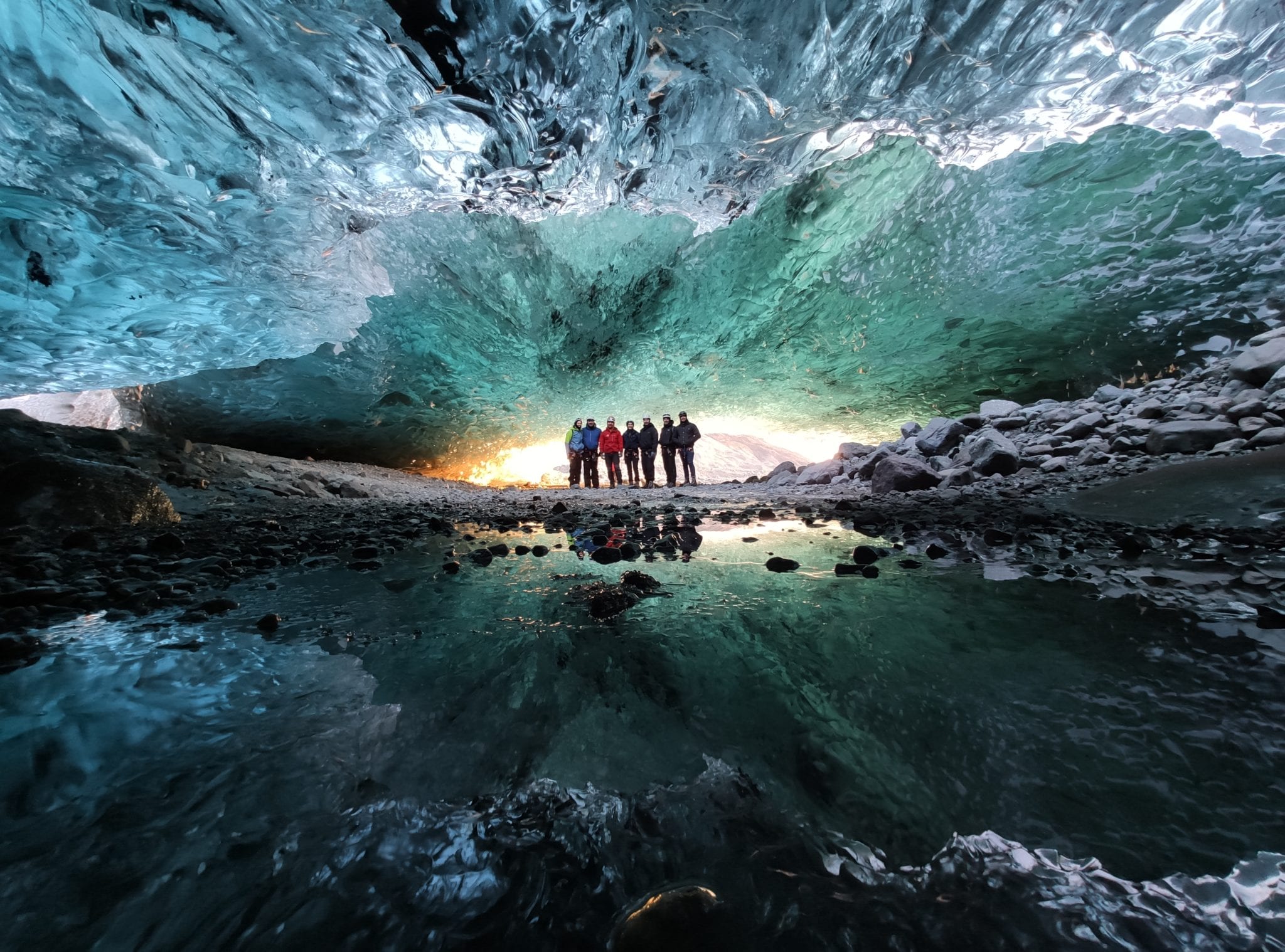 Ice Cave Glacier Adventure with some tourists inside