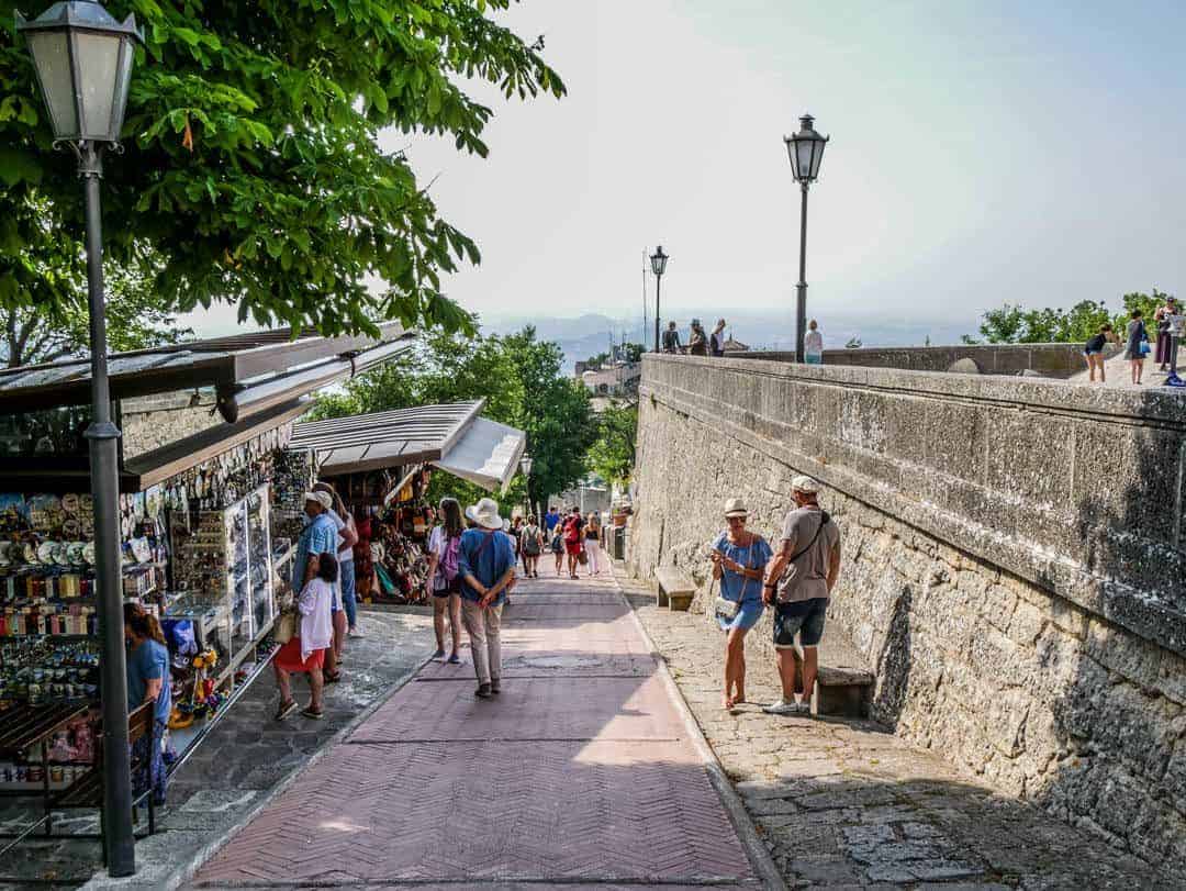 Tourists enjoying shopping in San Marino
