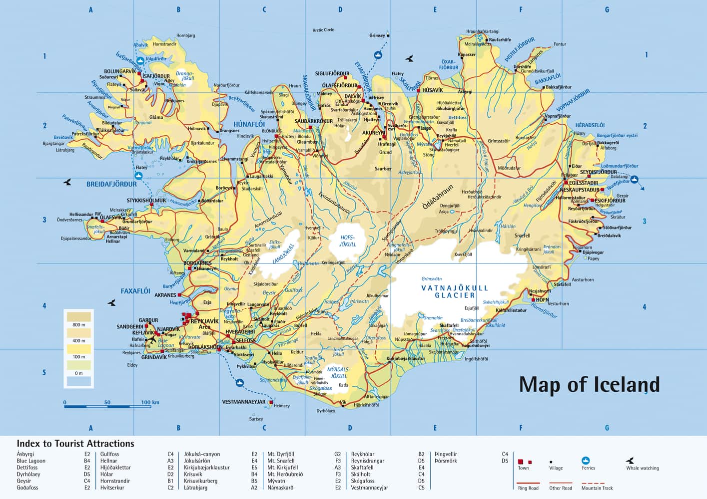 Iceland Map with its detailed info of its territories