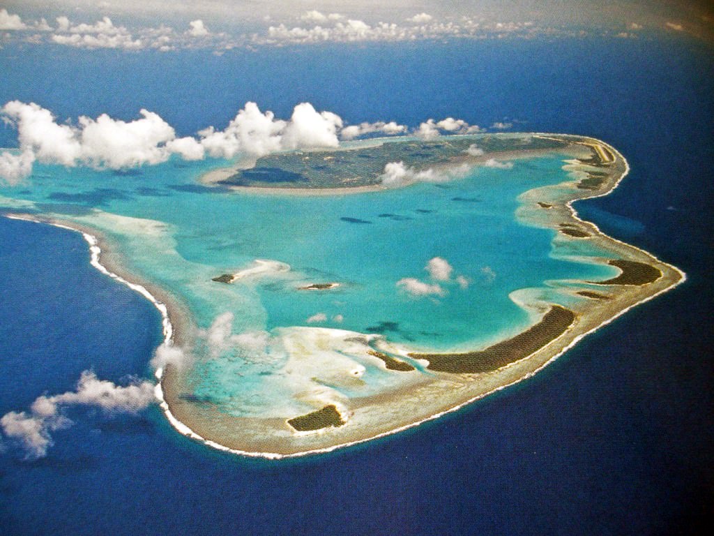 Aerial view of  the magnificent  Aitutaki Island
