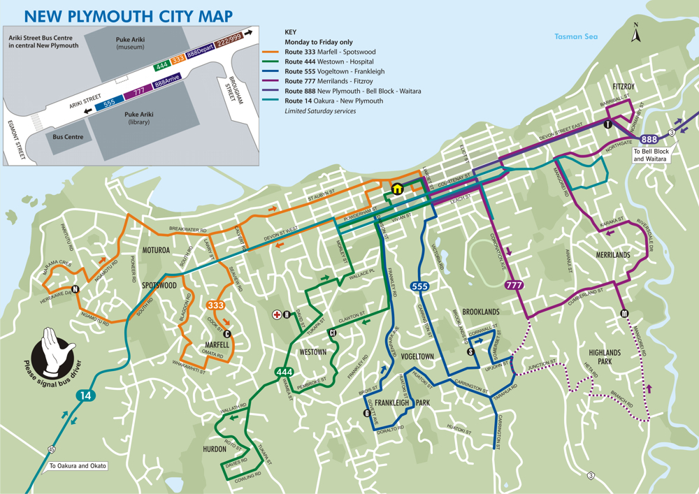 A detailed map of New Plymouth