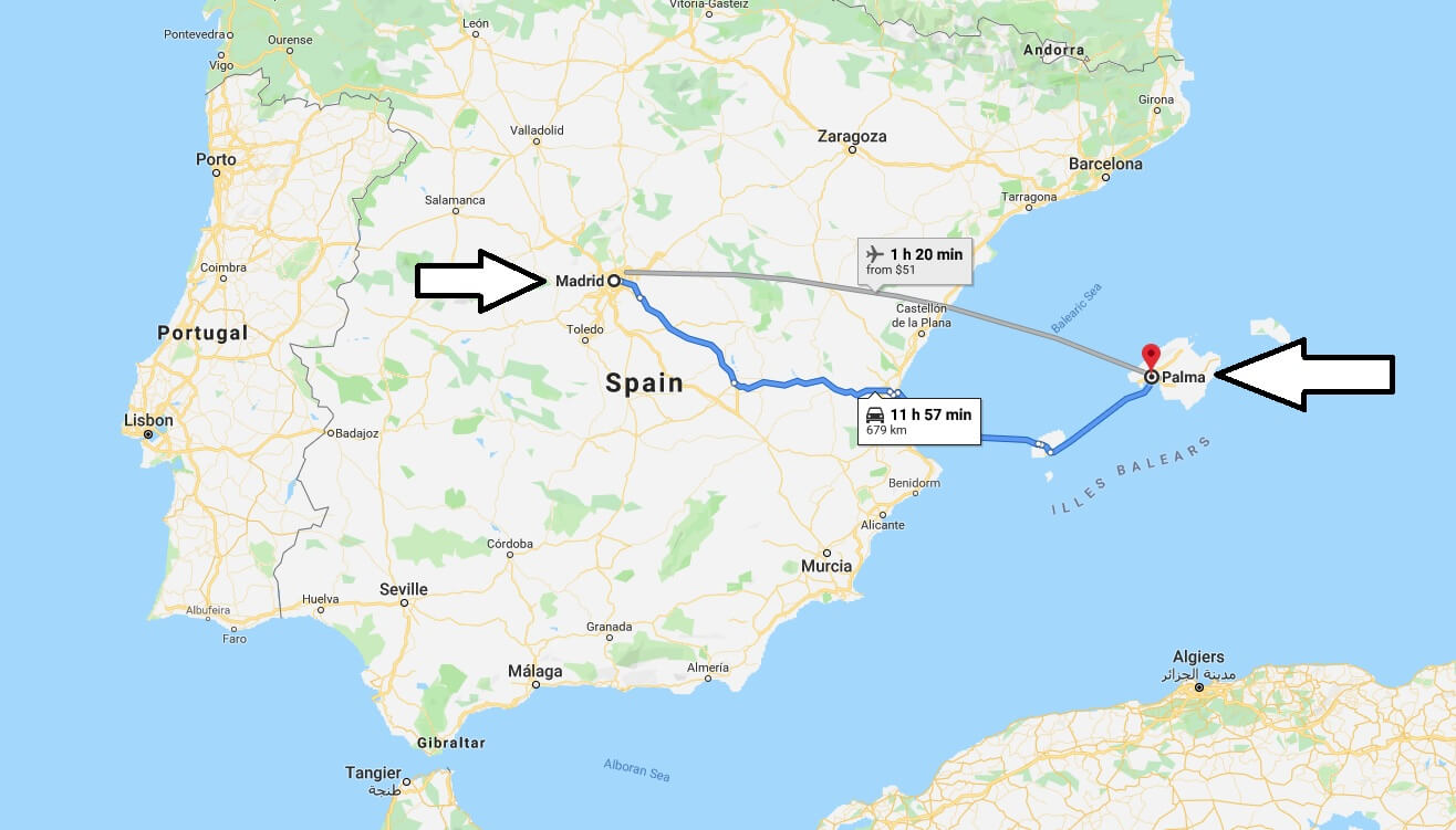 Mallorca's location on Map
