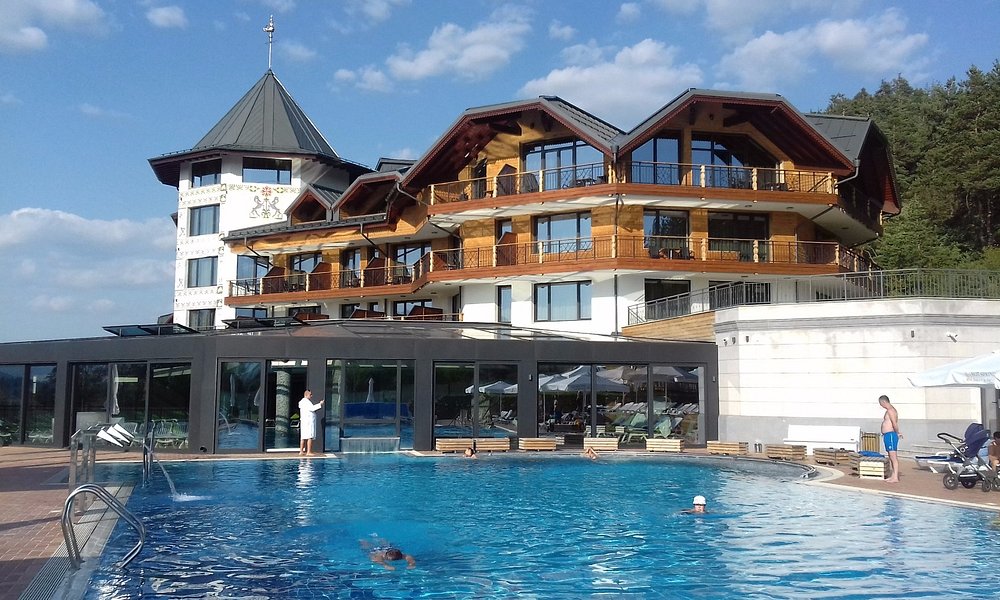 Some tourists swimming in a Hot Spring Resort in Bansko