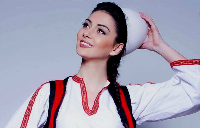 An Albanian woman wearing their traditional clothing
