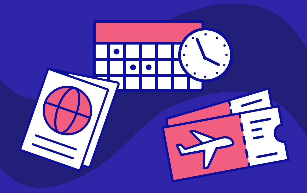 Animated Airline Tickets, calendar and clock 
