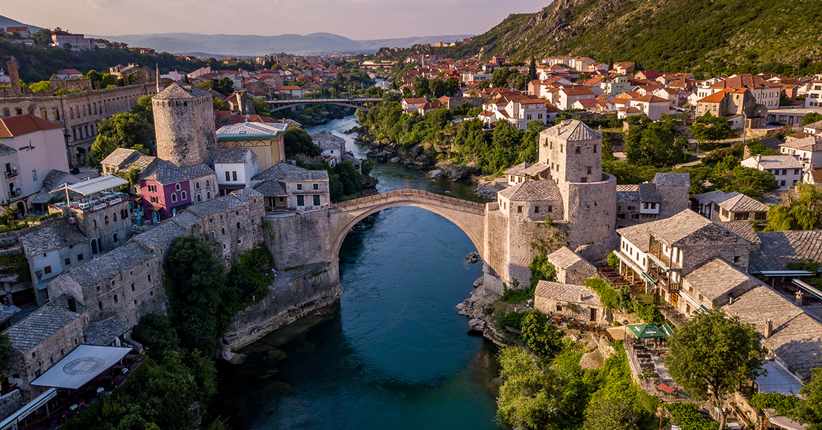 An aerial view of Bosnia city