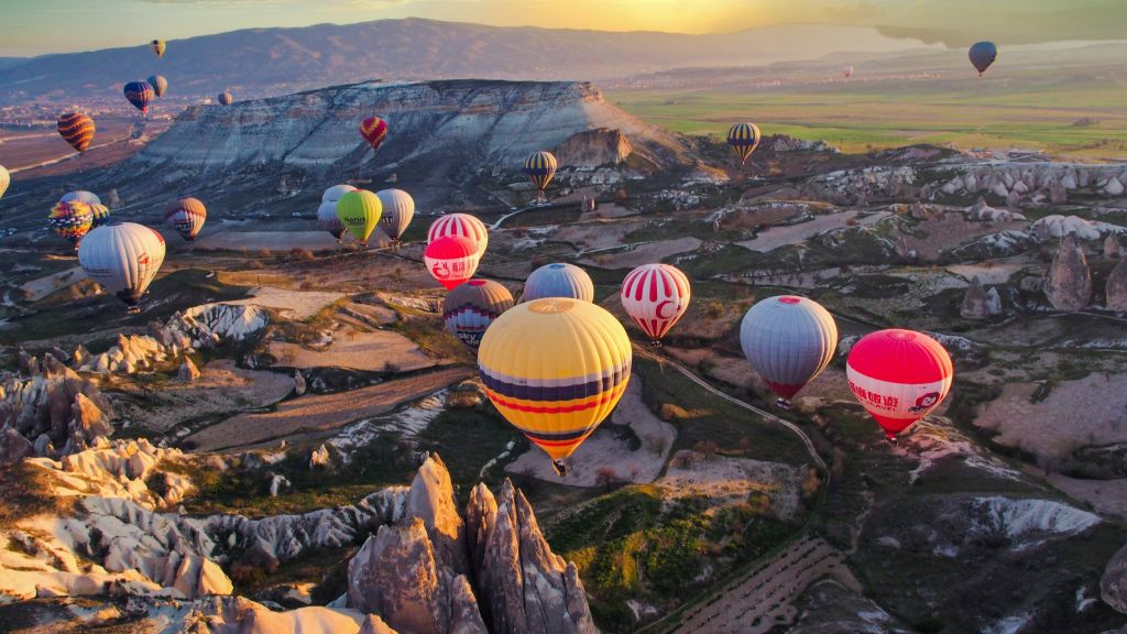 The famous hot air balloons in Cappadocia