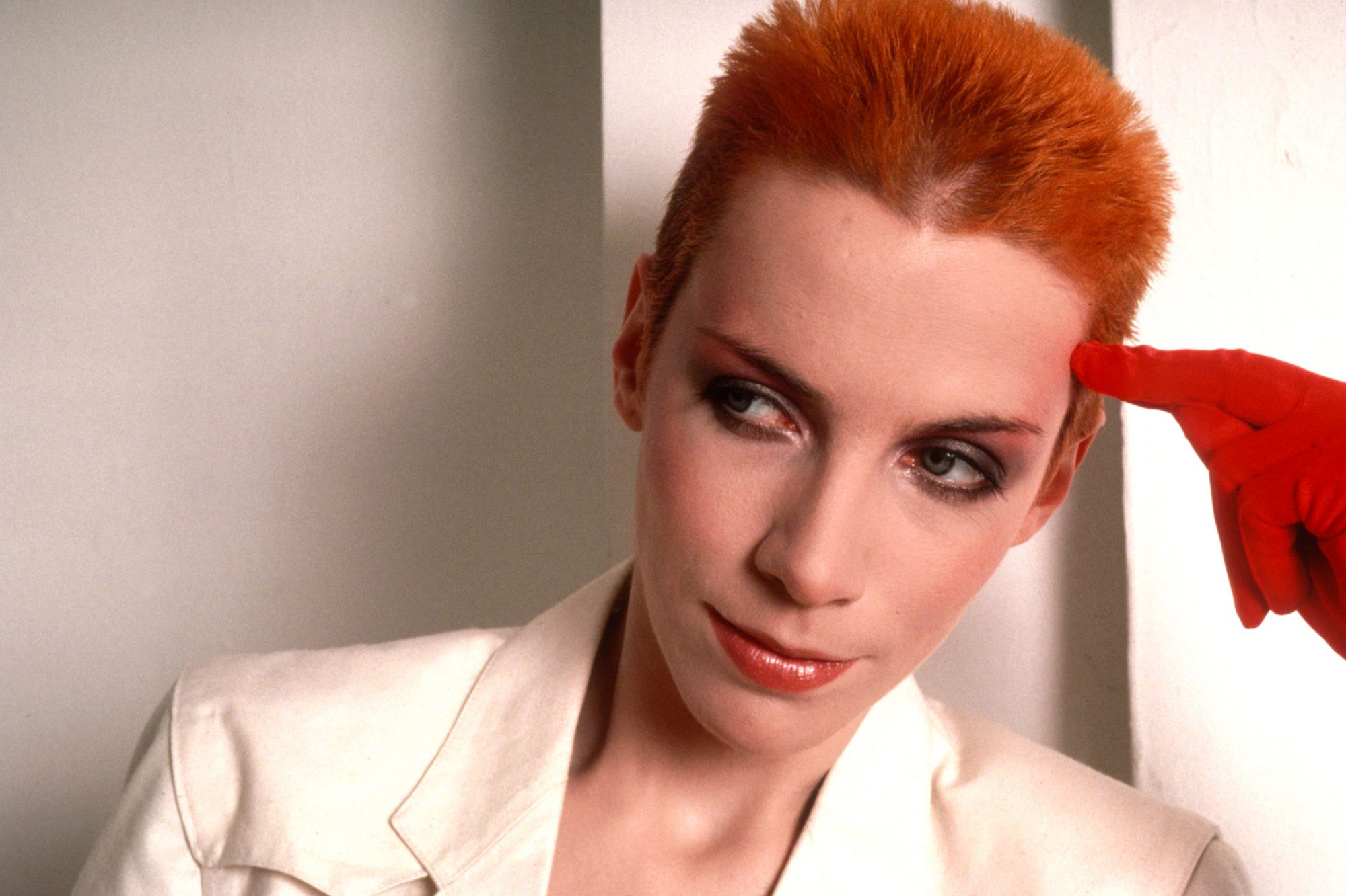 Annie Lennox with her signature orange hair, the singer of the hit song Sweet Dreams