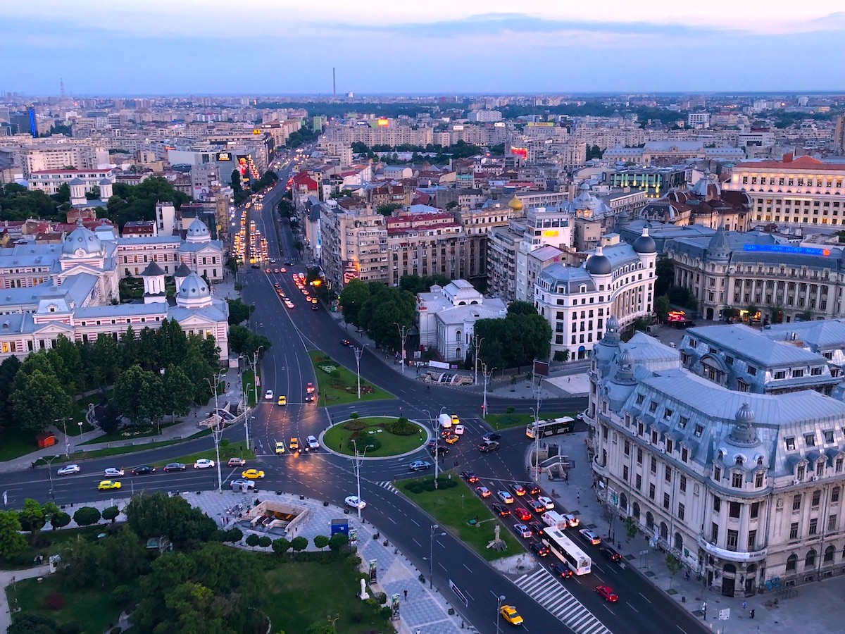 An aerial view of Bucharest, Romania