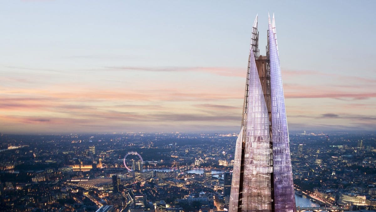 An aerial view of The Shard