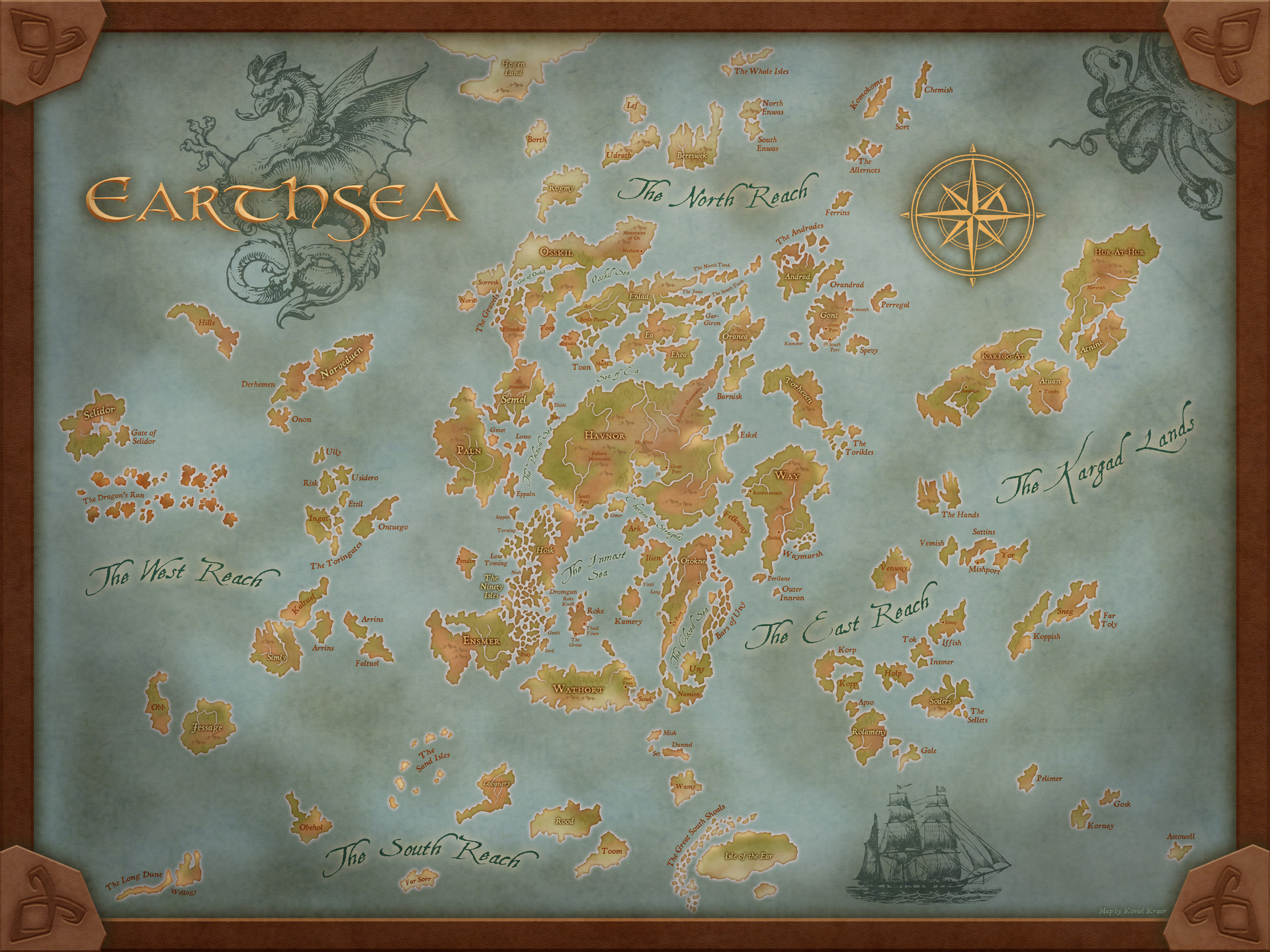 A detailed map of the Earthsea