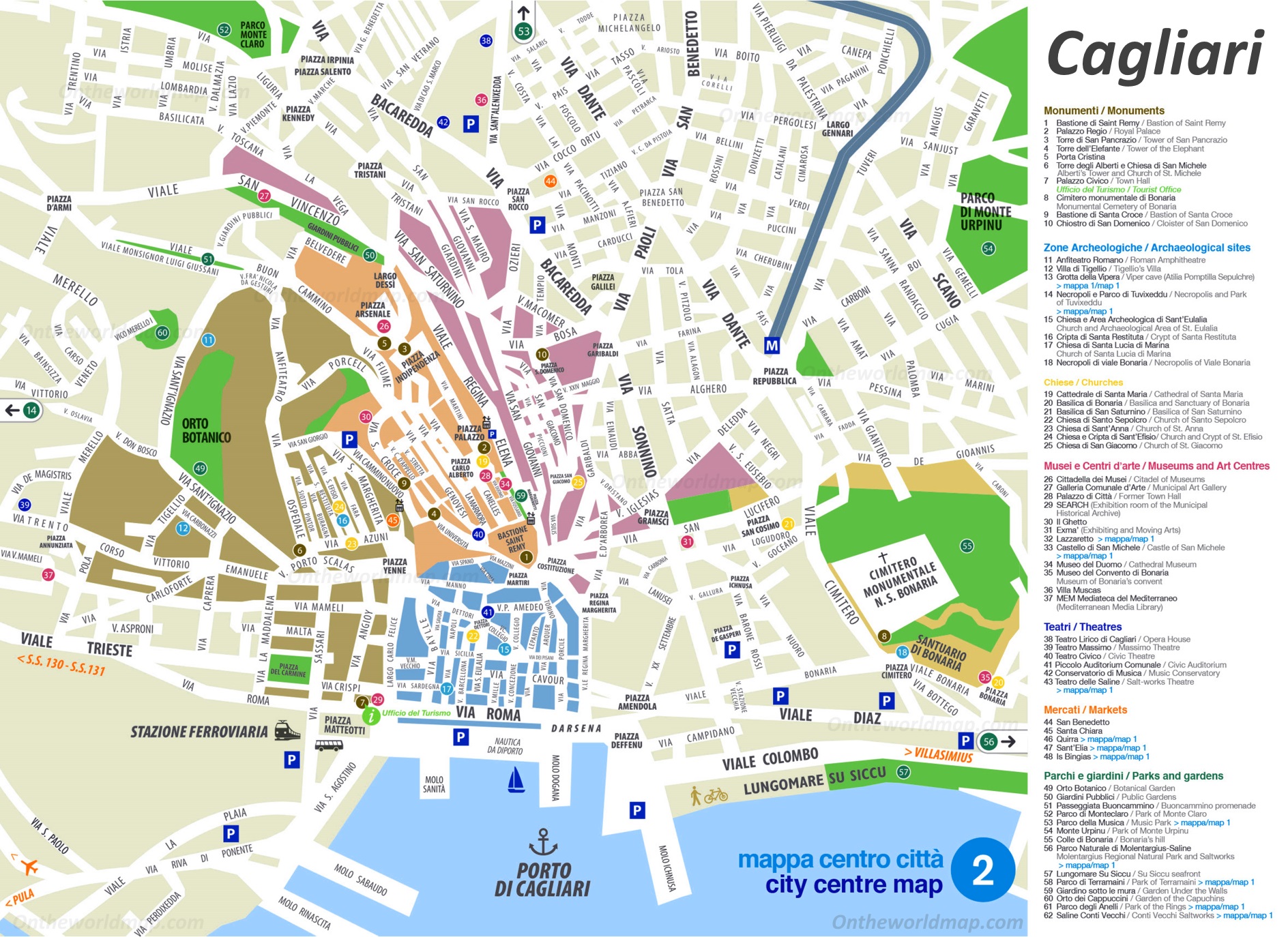 The map of Cagliari