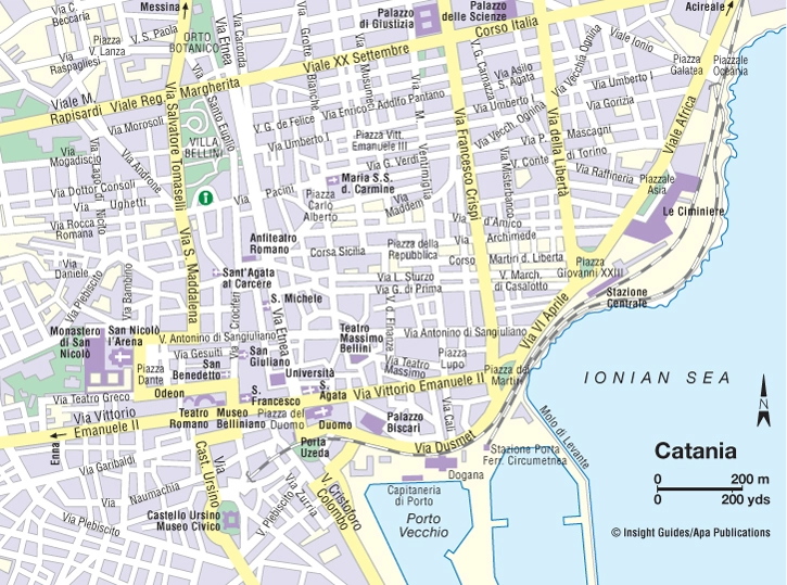 The map of Catania