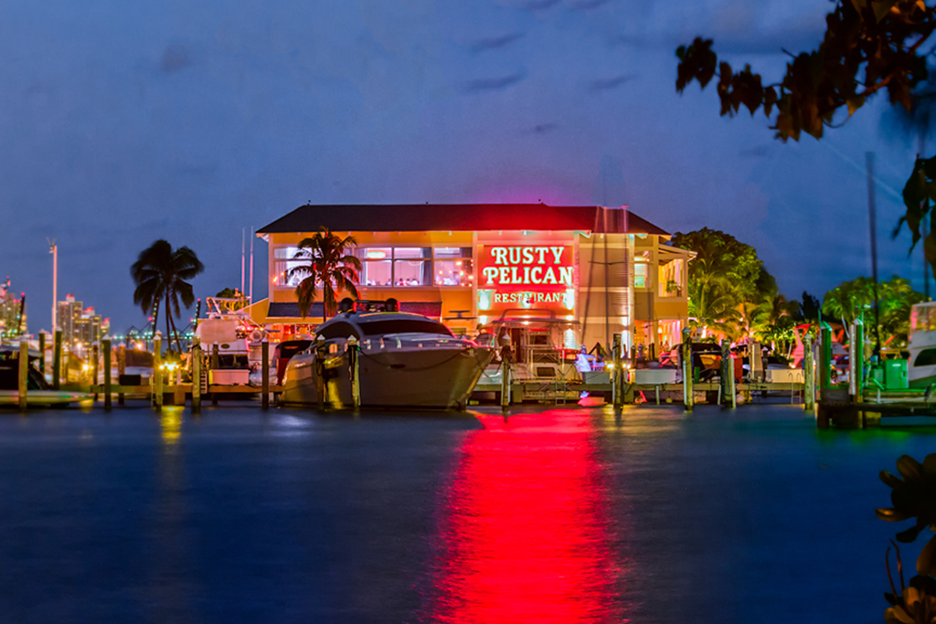 A view of the Rusty Pelican restaurant