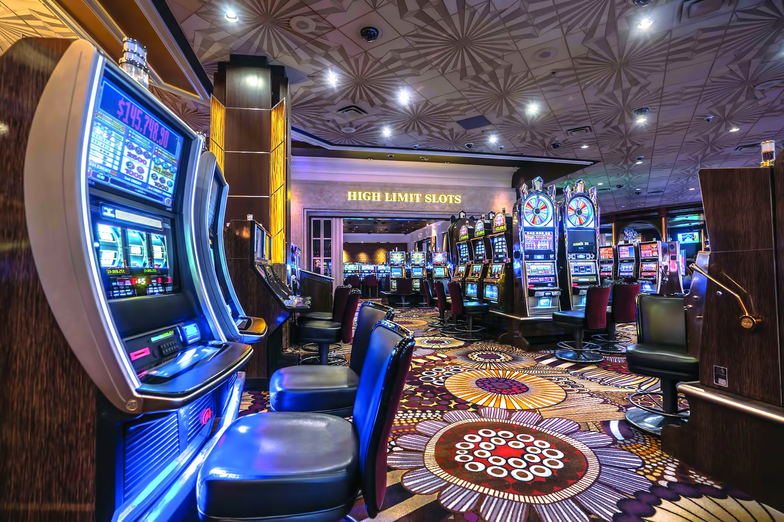 An internal view of a casino in Vegas