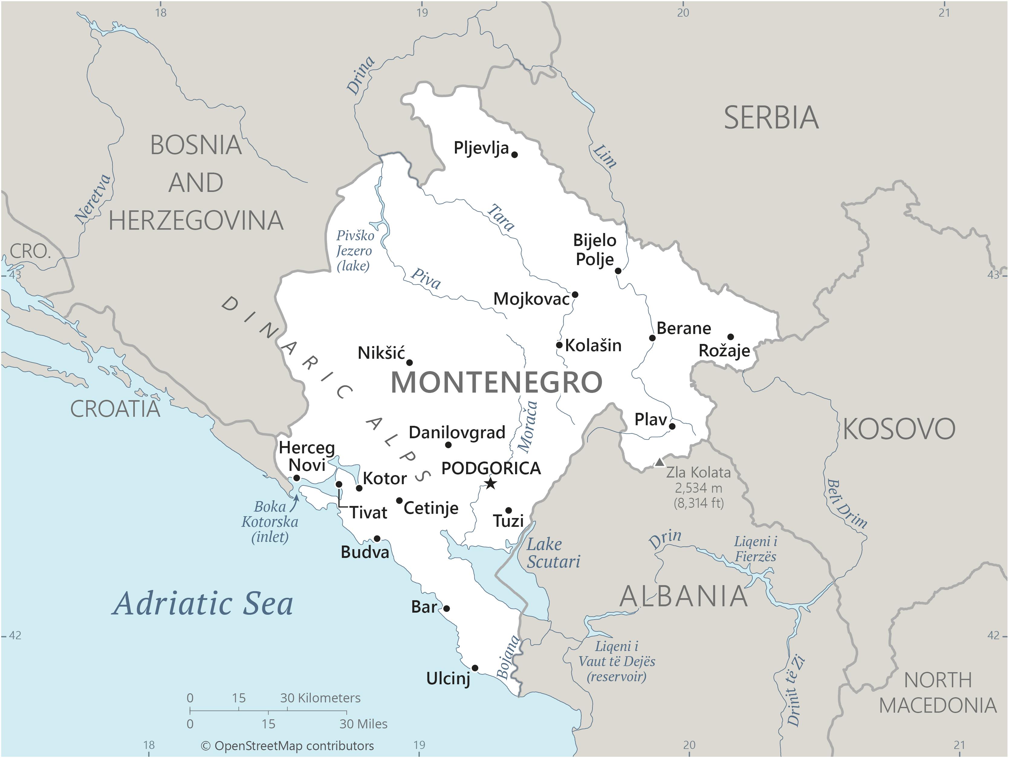Map Of Montenegro Detailed Maps With Cities Roads Regions