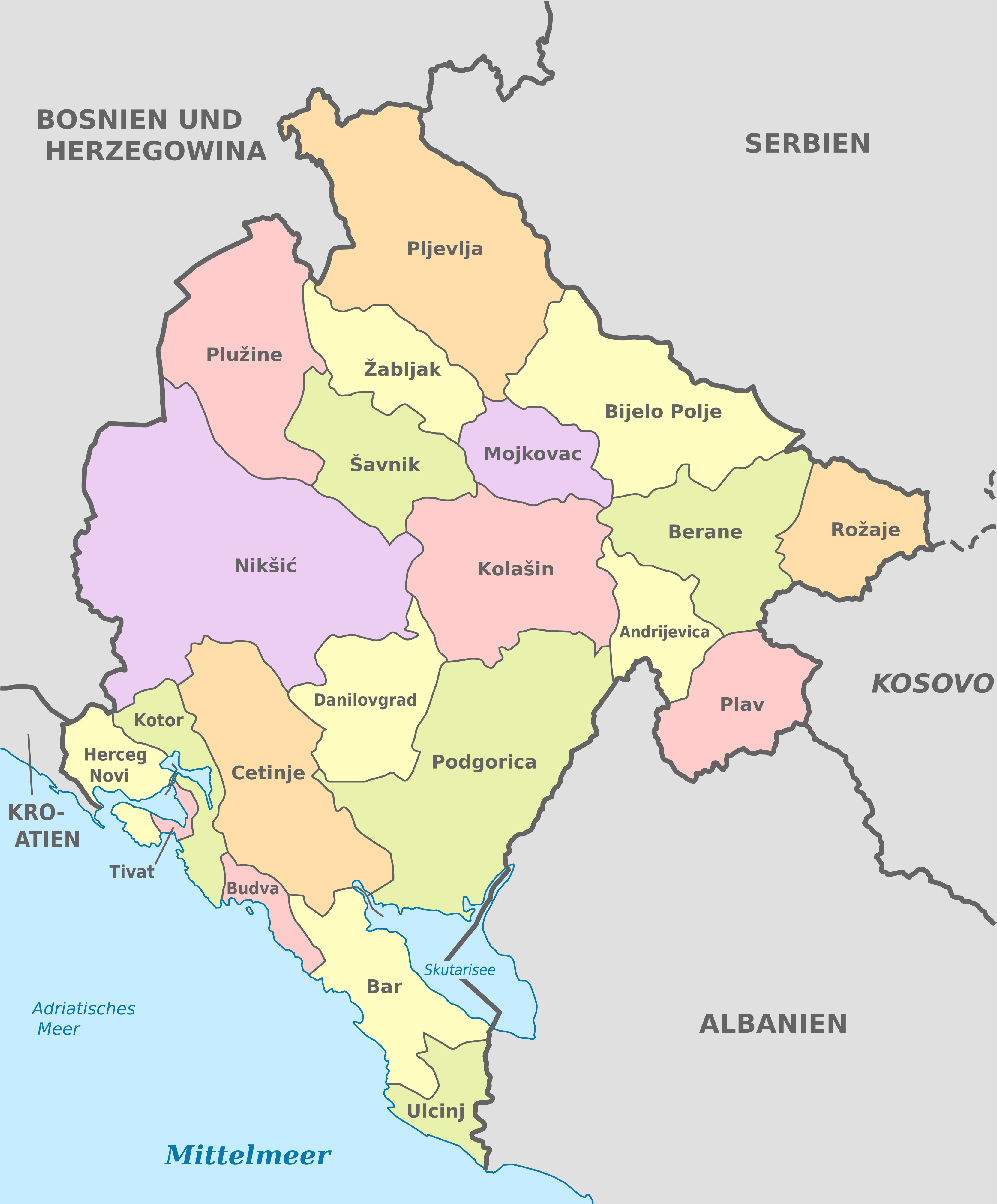 Map Of Montenegro Detailed Maps With Cities Roads Regions